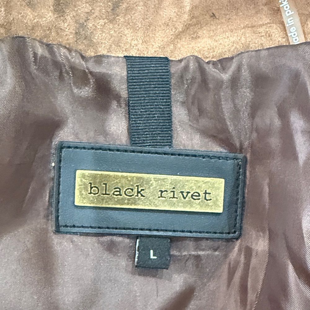 Black Rivet Brown Leather Jacket Size Large - Picture 3 of 4